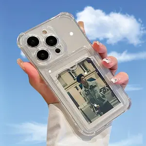 Transparent Four-Corner Thickened Anti-Fall with Card Slot - 14Pro Card Storage Protective Case