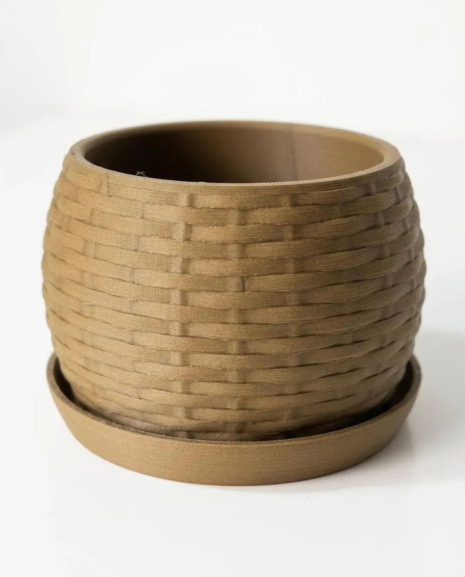 Woven Basket Planter – Basket Texture Plant Pot with Saucer, Indoor Succulent Planter