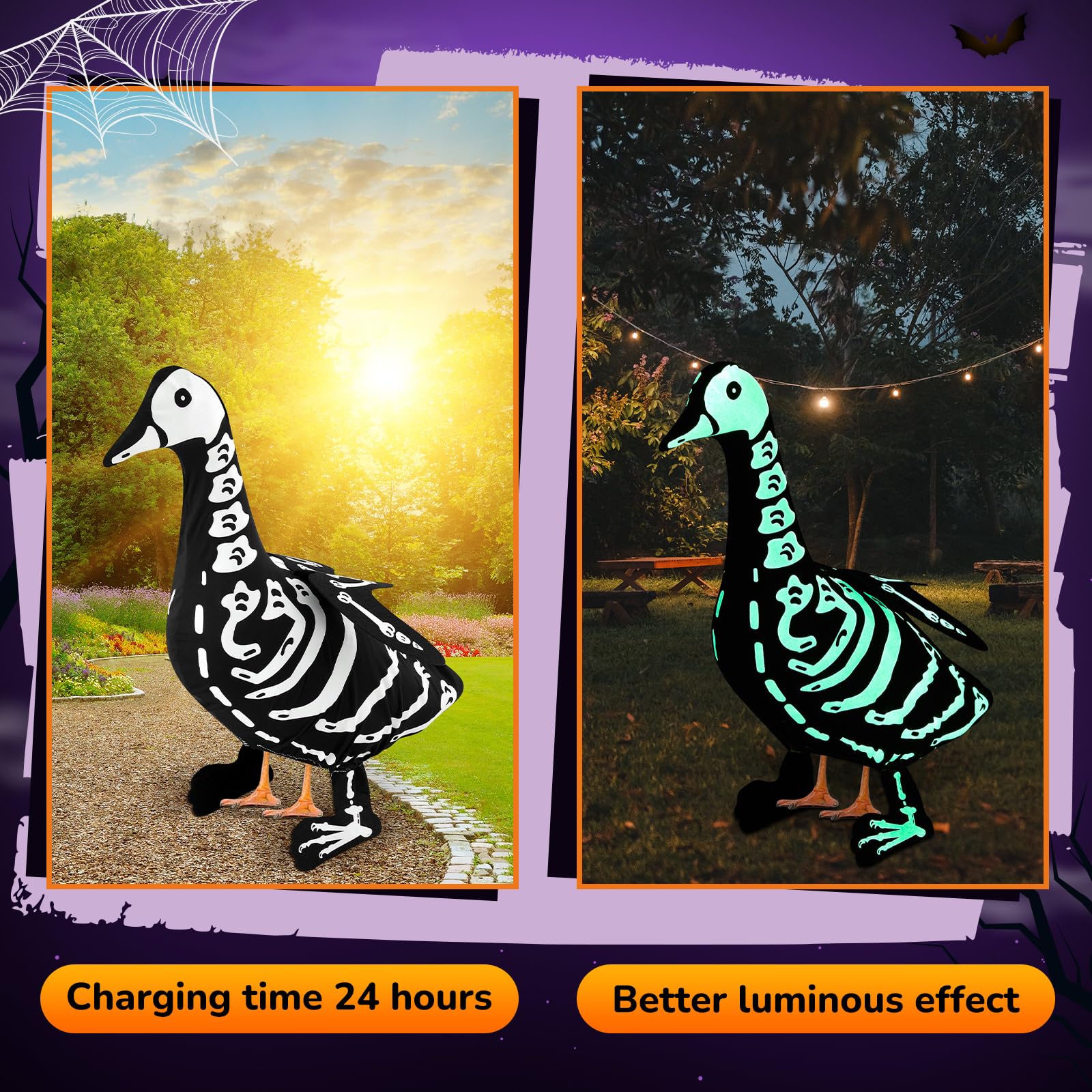 Halloween Porch Goose Outfits Glow in the Dark Skeleton Pumpkin Costume Clothes Accessories for 23'' Plastic/ Cement Goose Statue, Halloween Outdoor Patio Yard Lawn Decoration Halloween Porch Goose Outfits Glow in the Dark Skeleton Pumpkin Costume Clothes Accessories for 23'' Plastic/ Cement Goose Statue, Halloween Outdoor Patio Yard Lawn Decoration