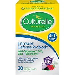 Daily Probiotic Chewables for Women and Men Immune Support with Vitamin C Vitamin D Zinc and Elderberry Mixed Berry 28 Count