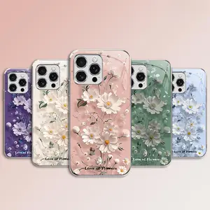 Creative Paper-Cut Flowers Electroplated Glass Phone Case for iPhone 17, 16, 15, 14, 13, 12, 11 & Galaxy S25 S24 S23 S22 S21 S20 PLUS/ULTRA/FE,Shockproof Protection Cover, It makes a great holiday gift for friends or family.