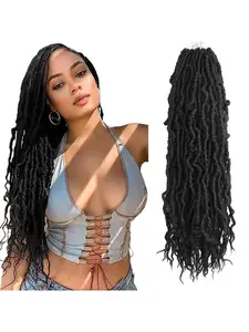 18 Inch 6 Packs Faux Locs Crochet Hair Boho Soft Crochet Locs with Curly Ends