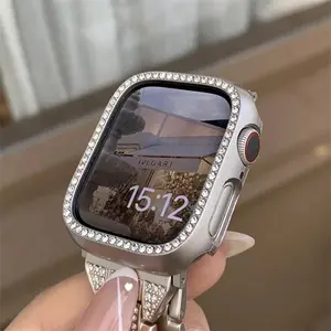 Diamond Case for Apple Watch Ultra 2 49mm 44 45mm 41mm 38mm Shiny Frame for Apple Watch Series 9 8 7 6 5 4 3 SE Protective Cover