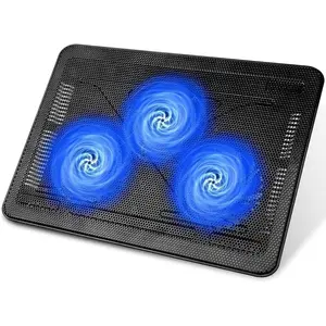HV-F2056 15.6"-17" Laptop Cooler Cooling Pad - Slim Portable USB  (3 Fans), Black/Blue