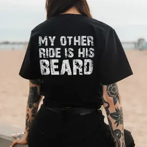 His Beard Letters Printed Women's TShirt Perfect for Summer Gifts and Mothers Day