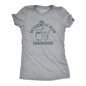 Womens Retirement Plan Gardening T Shirt Funny Outdoor Vegetable Garden Flowers Graphic Tee Funny Womens T Shirts Cute Vintage Fashion Casual Ladies T-Shirt Gift Birthday Tops for Women Funny Environmental Top Light Grey