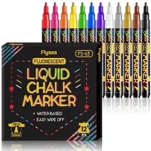 8/12 Pack Liquid Chalk Markers, Washable Ink, 1mm Ultra Fine Tip, Washable & Wet Erase, Easy Wipe Off, Fluorescent Pens, Art Markers for Blackboard, Whiteboard, School Supplies