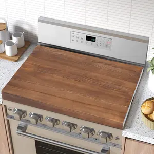 CNCEST Rustic Wooden Stove Top Cover Walnut Pine Wood Noodle Board with Handles Extra Counter Space & Decorative Tray for Kitchen Sturdy Multipurpose Chopping Knives