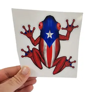 Puerto Rican Flag Frog Vinyl Decal - Frog Bumper Sticker - Proud Puerto Rico Sticker