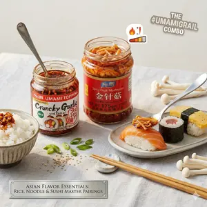 Must-Have Asian Flavor Bundle: Crunchy Garlic Oil & Spicy Enoki Mushroom Sauce Chilli