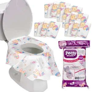 Potty Shields Toilet Seat Covers Disposable (20 pk, Unicorns)- XL Waterproof Toilet Cover for Toddlers, Kids & Adults-Portable & Individually Wrapped