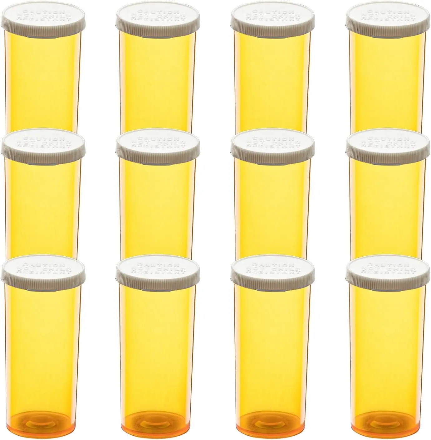Healthcare Aid Lightproof Amber Prescription Vials, 12 Bottles 8-Dram Empty Pill Organizers with Easy-Open Snap Caps, Protects Meds
