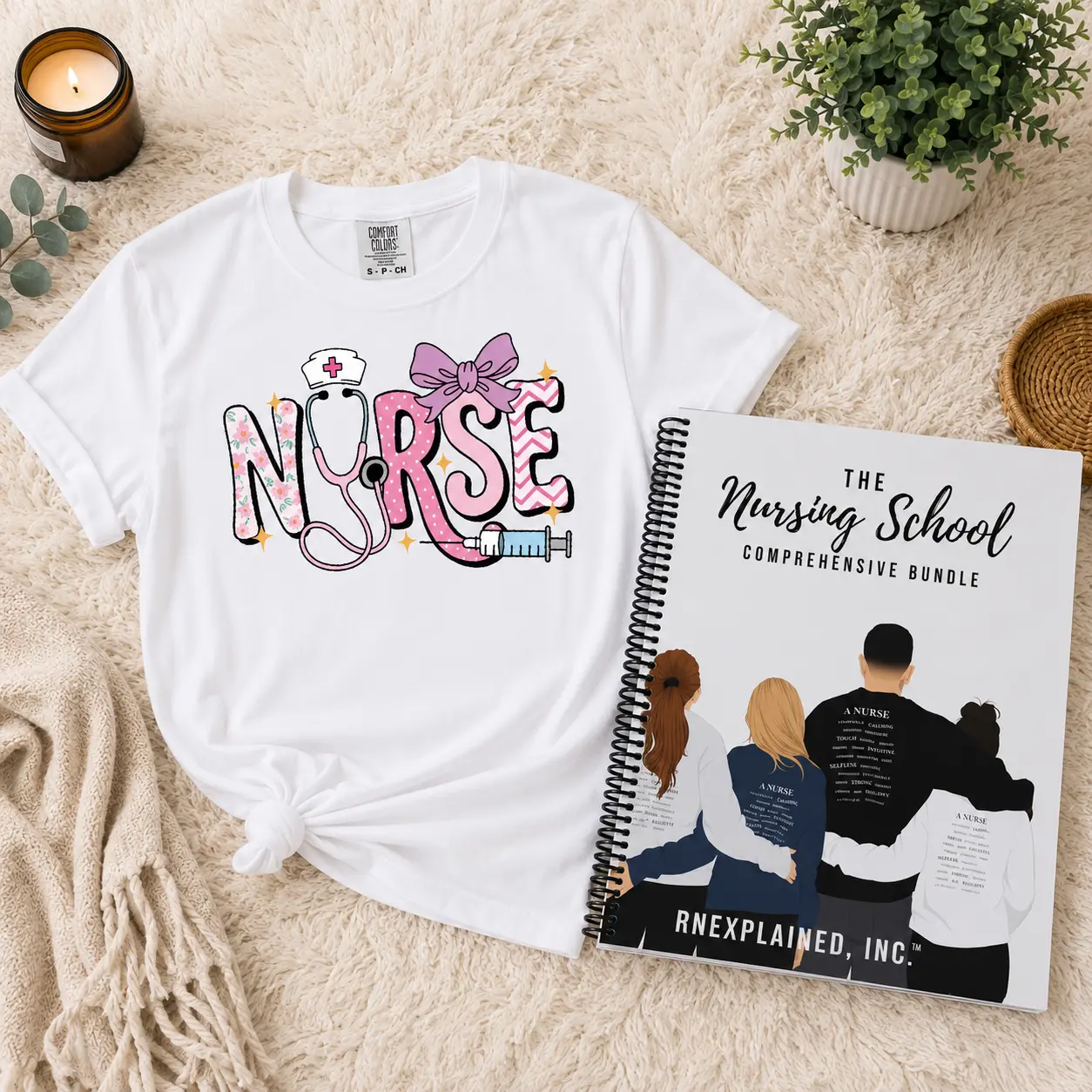 The Nursing School Comprehensive Bundle Study Guide with Free Nurse Graphic T-Shirt Gift