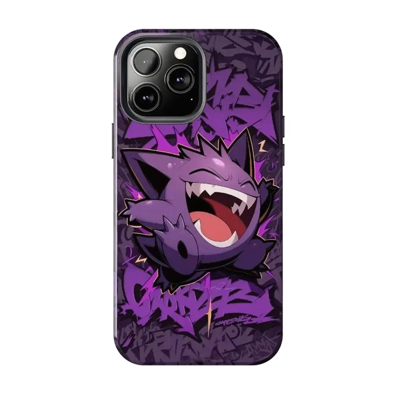 Purple Ghost Gengar Evolution Case Compatible with iPhone 17, 16, 15, 14, 13, 12, 11, X & Galaxy