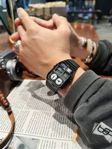 Men's Vintage Square Quartz Watch, Multifunctional Temperature Timer, Fashion Outdoor Travel Wristwatch, Perfect Holiday Gift