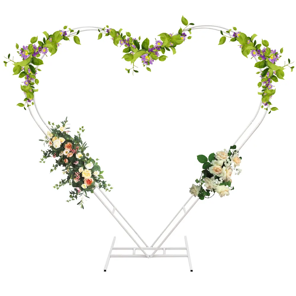 Heart-Shaped Wedding Arch Stand, 6.7x6.7 ft Paint-Compatible Backdrop Frame with Thick Steel Tubes, T-Shaped Base, 22 lbs Heavy-Duty Load Capacity, DIY for Ceremony, Party (Flowers, Balloons, Tulle Compatible), Heart Shaped Arch