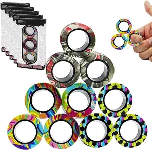 Magnetic Ring Spinner Toy Set, Fidget Finger Magnet Rings, ADHD Stress Relief Toys, Classroom Party Favors, Kids Prizes & Birthday Gifts for Adults