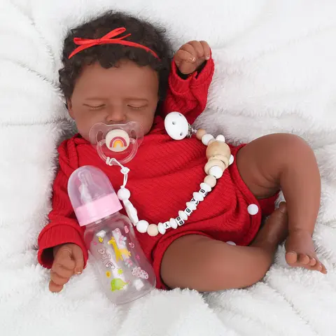 [WOOROY] Reborn Baby Doll - Excellent Gift for Birthday Christmas Gift and New Year, Gift Ideas, Brown Skin, 18" Cloth Body Doll, African American & Black skin, Gifts for Kids 3+