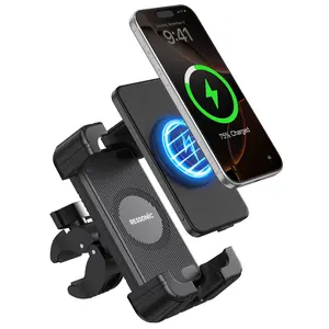 Phone Holder Bike Mount with Detachable Power Bank – Fast Magnetic Wireless Charging for Strollers, Motorcycles, Gym Equipment, and More – Stable, Secure Design, Water-Resistant