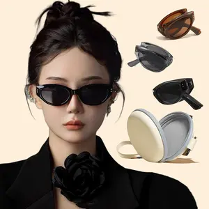 High-End Folding Kitten Eye Retro Style Sunglasses for Women