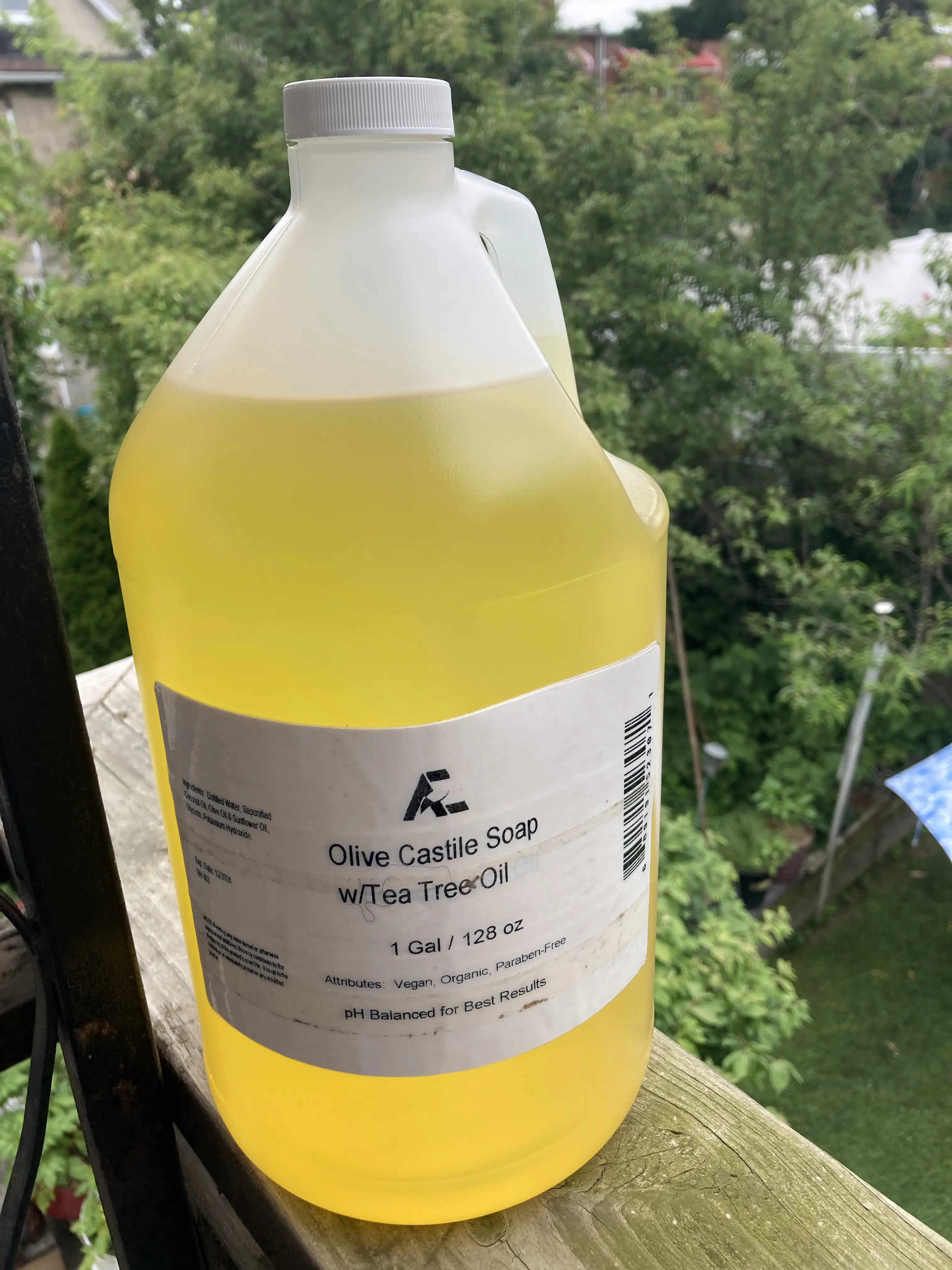 Handmade Organic Tea Tree Castile Liquid Soap, 1 Gal (128 oz) Body Care Cleanser for All Skin Types with Sunflower, Olive & Coconut Oils - At Home Spa Essential