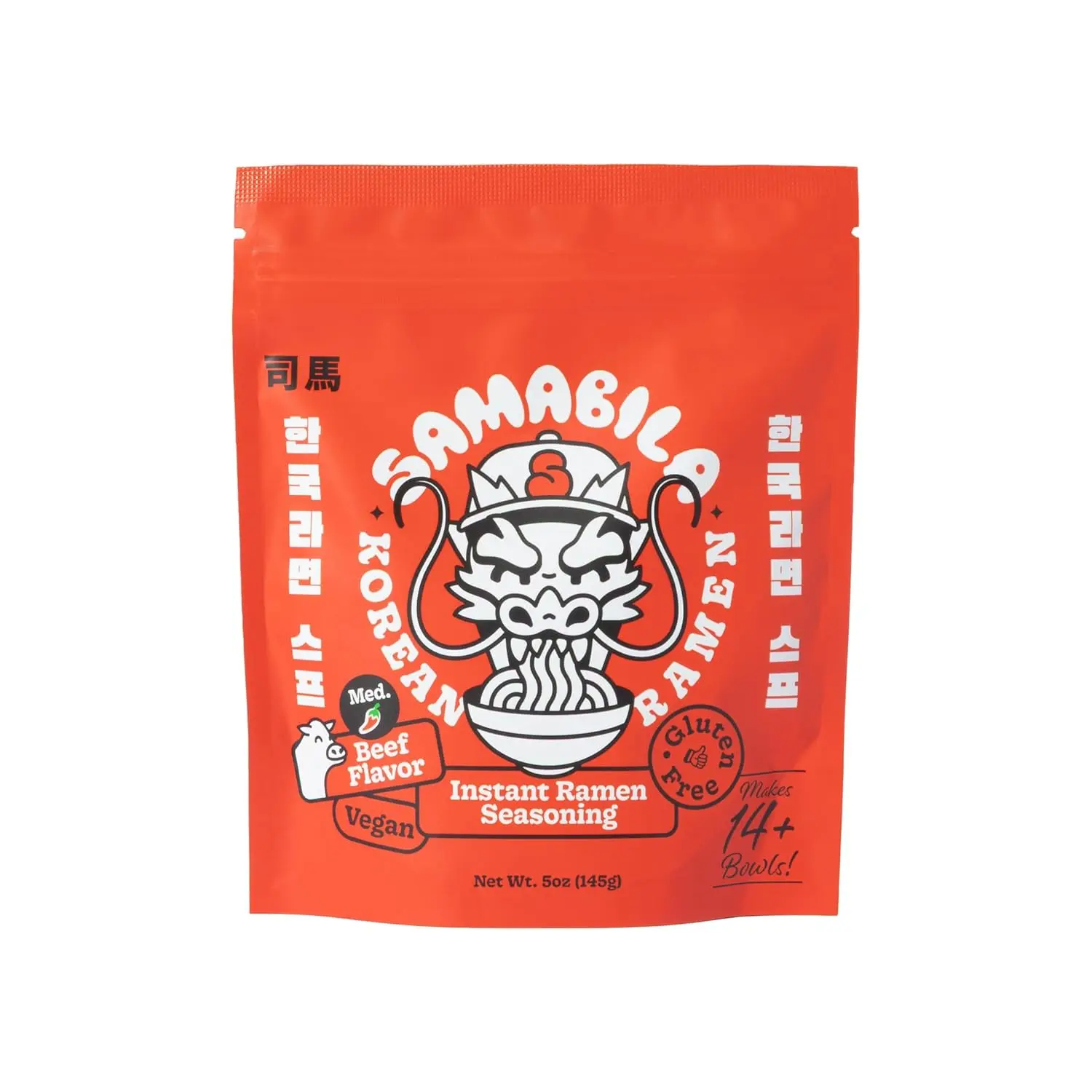 SAMABILA Beef Instant Ramen Seasoning Powder - Gluten Free - Vegan - Medium Spicy - Premium Soup Powder - 5 oz