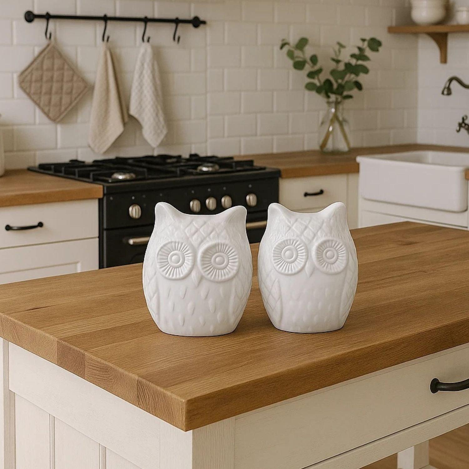 Home Collection Owl Salt and Pepper Shaker Set White