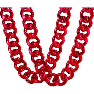 2Pack Big Chunky Plastic  Hop Chain for Men,    Turnover Chain 90s Necklace Costume Accessory