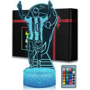 Soccer Player #10 3D Illsuion Lamp for Boys,16 Colors Changing Dimmable with Remote Soccer Room Decor, Creative Gifts for Soccer Fans  Teens Men Birthday Christmas Lighting Novelty