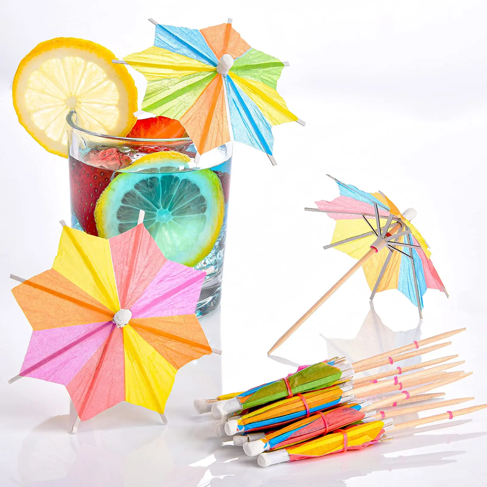 150 Cocktail Umbrella Drink Picks Octagonal Star Shaped Paper Parasol Cupcake Toppers Handmade Sticks For Pool Party Favors Supplies Decorations