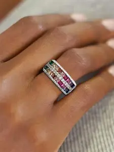 1 PC Luxury Cubic Zirconia Statement Ring For Women For Wedding Engagement Party Jewelry Valentine's Day Gift