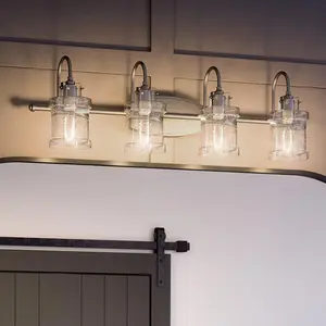 UQL3984 Modern Farmhouse Bath Fixture 9.75''H x 32''W, Brushed Nickel Finish, Wrexham Collection