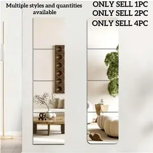 Full-Length Self-Stick Wall Mirror Set, Acrylic Frameless Reflective Privacy Mirror, Suitable for Bedroom Gym Bathroom, Multiple Styles, Decor, 1 Piece/2 Pieces/4 Pieces