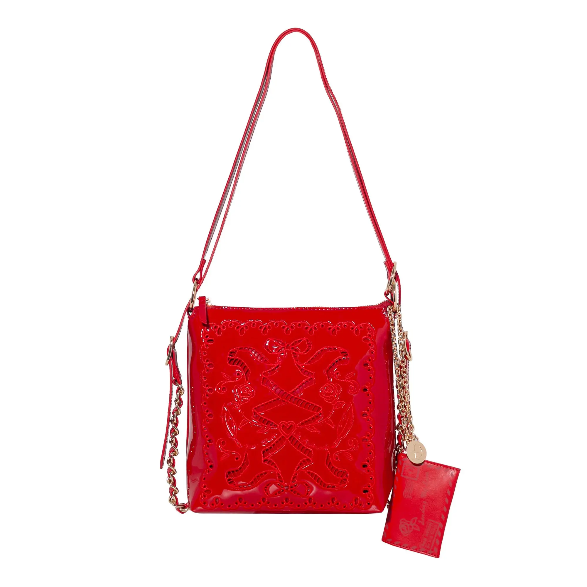 Ribbon Reverie Mini Convertible Hobo Deep Red