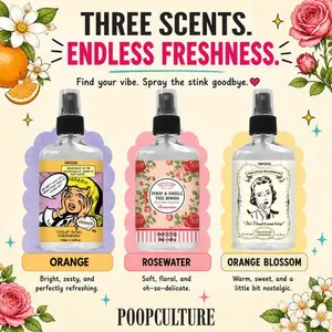 PoopCulture Toilet Spray Before You Go – Bathroom Odor Eliminator Air Freshener Spray for Toilet Bowl, Fresh Scent Poop Spray
