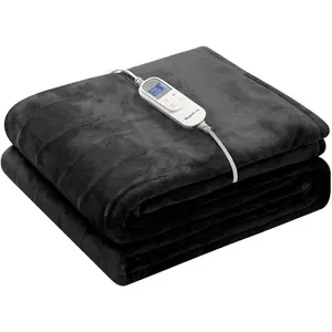 Heated Blanket Electric Blanket 72" x 84" Full Size with 10 Heating Levels and 12 Hours time Settings, Flannel Fast-Heating Electric Blanket, ETL Listed, Machine Washable, Black