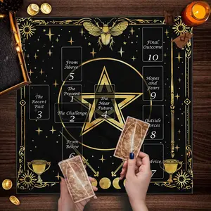 Tarot Card Tablecloth, 1 Count Party Decoration Altar Cloth, Tarot Card Reading Cloth, Decoration for Divination, Witchcraft and Astrology with Astrological Motifs, Divination Practices