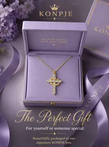 Dainty Cross Crown Necklace with Cubic Zirconia  Cross Crown Necklace - Versatile Ins Style    Cross Crown Necklace - Unique Design Gold Plated CZ   Viral Cross Crown Necklace - Affordable Exquisite Jewelry