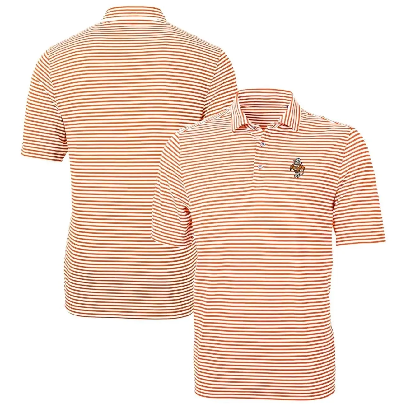 College Tennessee State Volunteers Cutter & Buck Vault DryTec Virtue Eco Pique Stripe Recycled Polo - Orange Sleeve Tee, Casual Collared Shirt Boatyard Button-Up Shirt Toile Teddy Polo