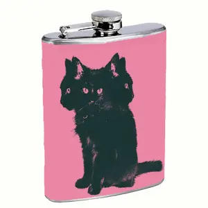 Black Cat Trio 8oz Stainless Steel Flask