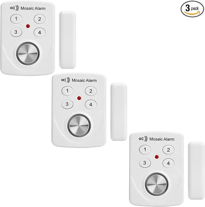 3 Pack Keypad Door Alarm with Delay When Left Open 130db Window Siren Door Chime Sensor When Opens for Home, Apartment Security. Intruder Burglar Entry Alert. Cordless Kids Safety Pool Alarm.