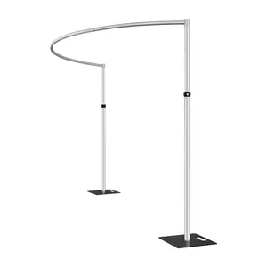 Hecis Pipe and Drape Curved Backdrop Stand, 6-10' Tall x 10' Wide Adjustable Curved Backdrop Kit for Event， Party, Trade Shows and Wedding Decor