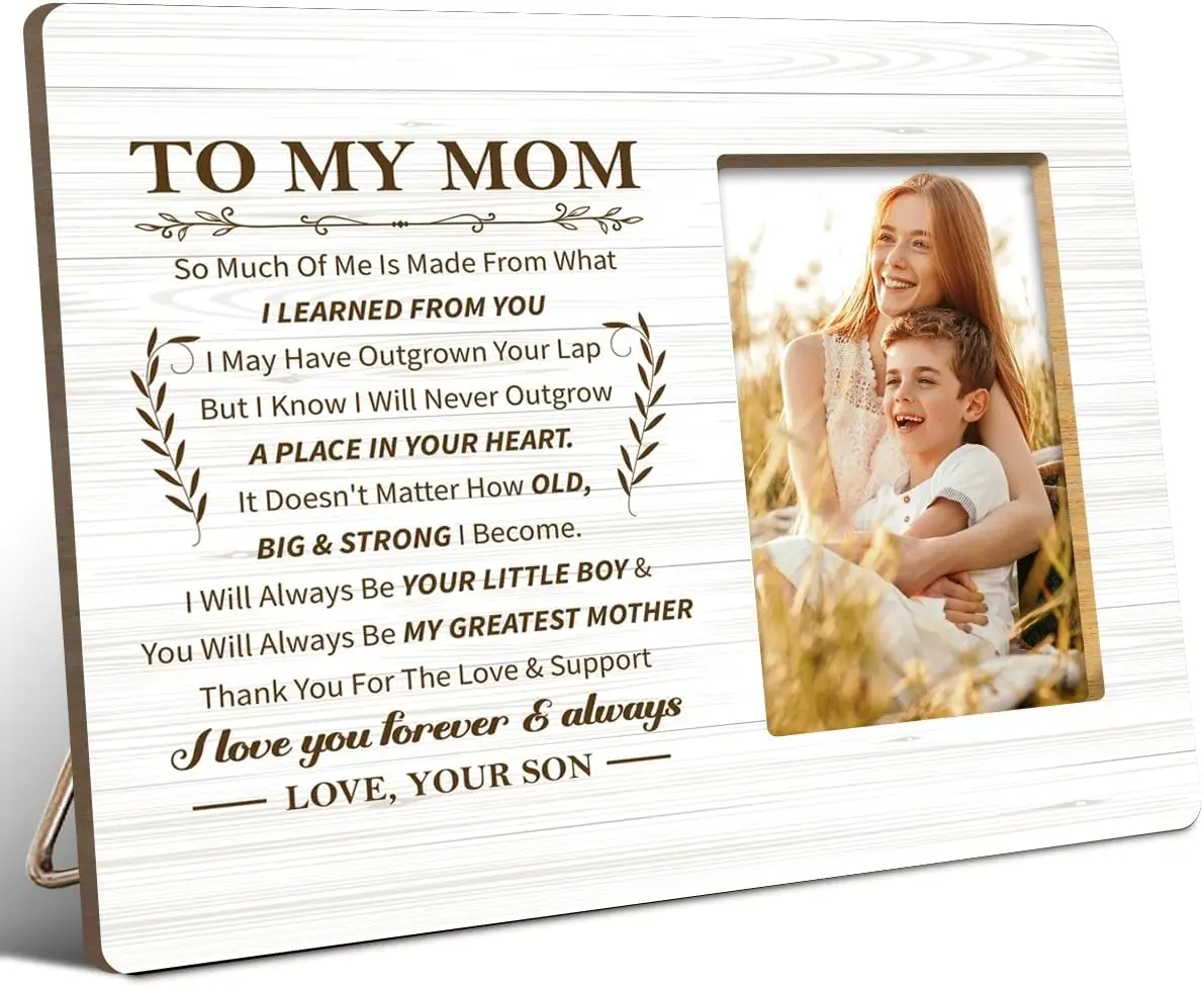 Transparent Mom and Son Wall Photo Frame - 4x6 in Home Decor Accessory, Easy Installation for Birthday, Christmas Gifting to Mothers
