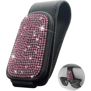 Bling Sunglass Holder for  Visor  Leather Sunglasses Visor Clip, Eyeglass Hanger Ticket Card Clip