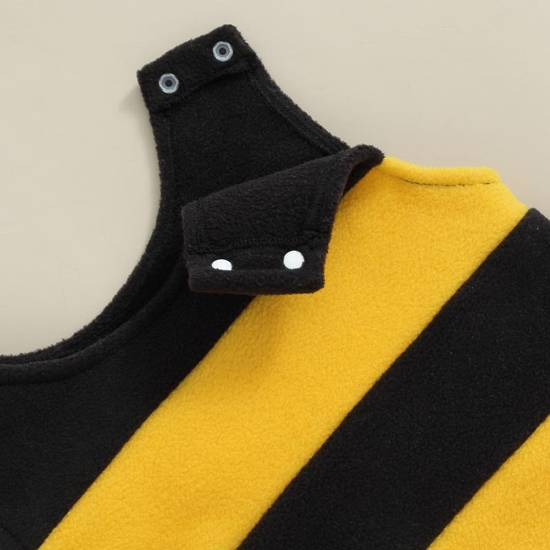 Toddelr Baby Boy Girl Halloween Costume Bee Costume Striped Print Tank Tops with Wings and Tail for My First Halloween Baby Outfit