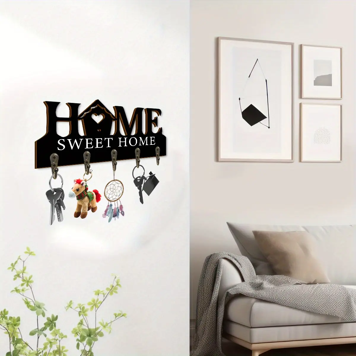 1pc Letter Wall Decoration Floating Frame, Special Design Vintage Key Hook, Entrance Key Hook, Beautiful Room Decoration Practical Hook, Home Decoration Hook, Home Organizer Hook, Kitchen Accessory Hook, Bathroom Decoration Hook, Decorative Hooks