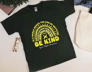 Rainbow Spina Bifida Awareness Shirt, In A World Where You Can Be Anything Be Kind Shirt, Yellow Ribbon Shirt, Support Spina Bifida Warrior Fighter Shirt