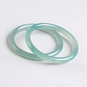 Natural Misty Green Chalcedony Bangle | Viral Lucky Bracelet | Gift for Her