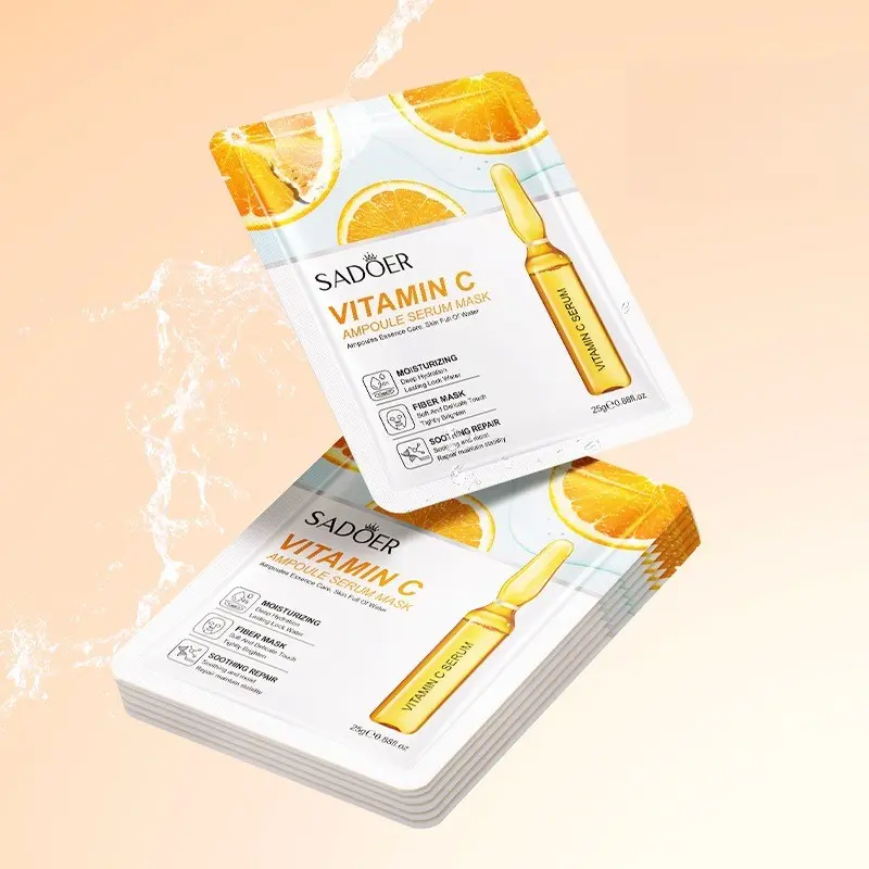 Vitamin C Ampoule Essence Mask (10 sheets), nourishing, soothing, and repairing mask with a gentle formula suitable for daily use, moisturizing and revitalizing the skin.