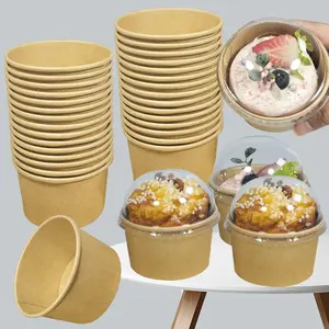 50pcs Natural Color Baking Cups with Lids/caps, Oil-Proof High-Temperature Resistant Paper Cupcake Liners Bakeware for Parties & Kitchen Use